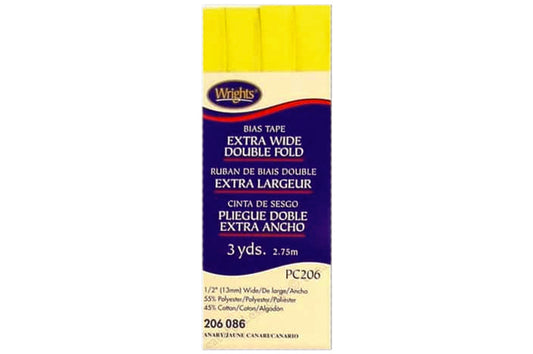 Wrights Tape Extra Wide Double Fold Bias 3yd Canary
