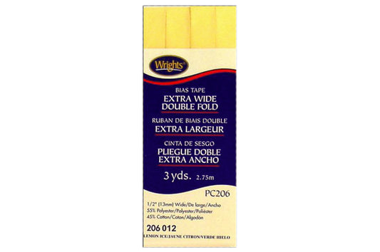 Wrights Tape Extra Wide Double Fold Bias 3yd Lemon Tree