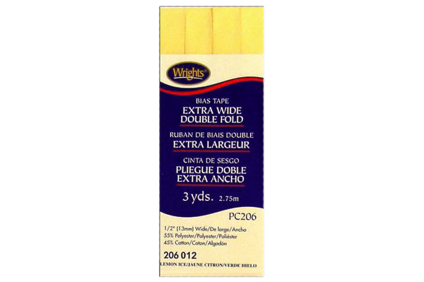 Wrights Tape Extra Wide Double Fold Bias 3yd Canary