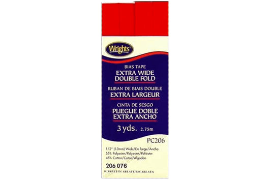 Wrights Tape Extra Wide Double Fold Bias 3yd Scarlet