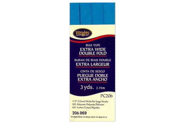 Wrights Tape Extra Wide Double Fold Bias 3yd Turquoise