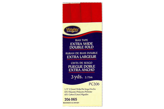 Wrights Tape Extra Wide Double Fold Bias 3yd Red