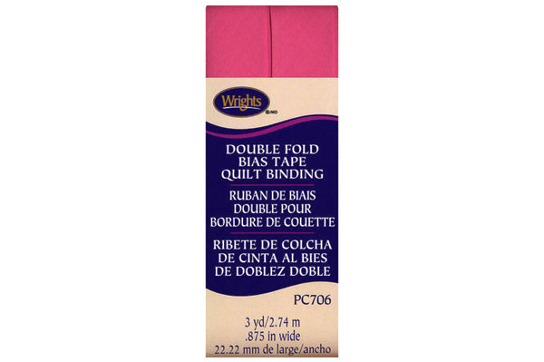 Wrights Double Fold Quilt Binding 3yd Pink