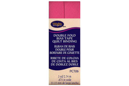Wrights Double Fold Quilt Binding 3yd Pink