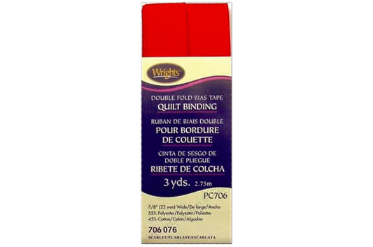Wrights Double Fold Quilt Binding 3yd Scarlet