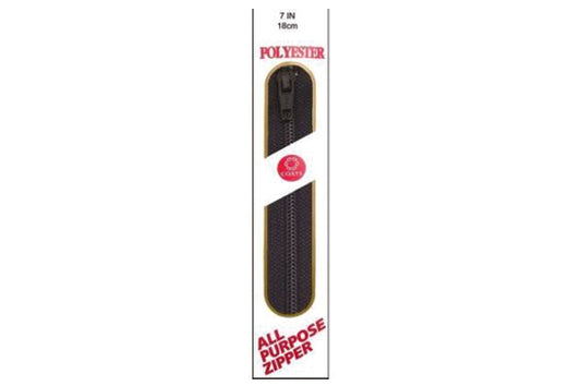 C & C Poly All Purpose Zipper 7" Black