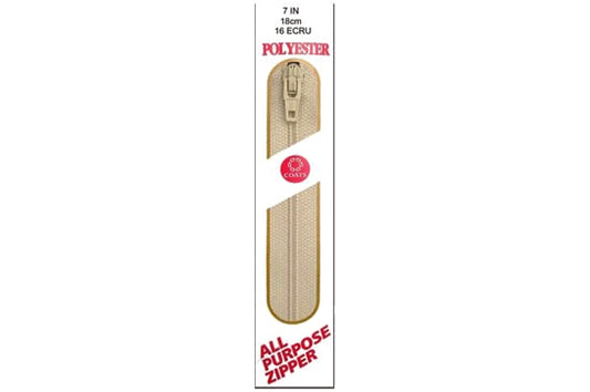 C & C Poly All Purpose Zipper 7" Ecru