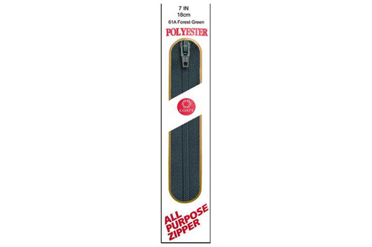 C & C Poly All Purpose Zipper 7" Forest Green