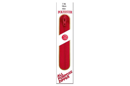 C & C Poly All Purpose Zipper 7" Red