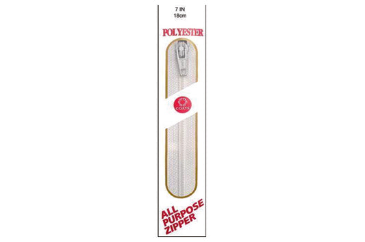 C & C Poly All Purpose Zipper 7" White