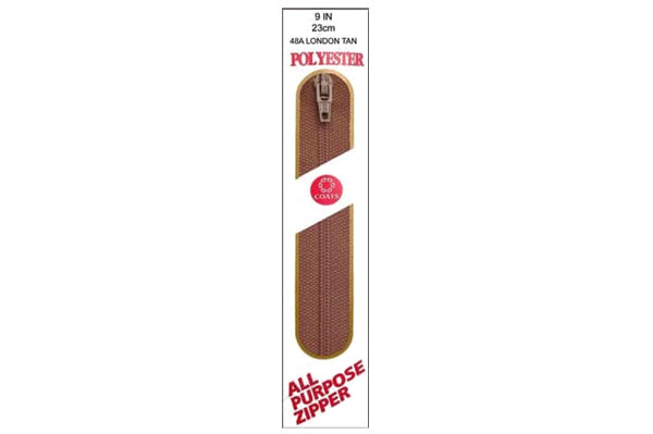 C & C Poly All Purpose Zipper 9" London Tan