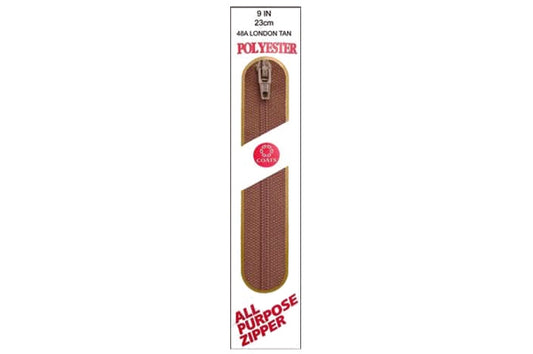 C & C Poly All Purpose Zipper 9" London Tan