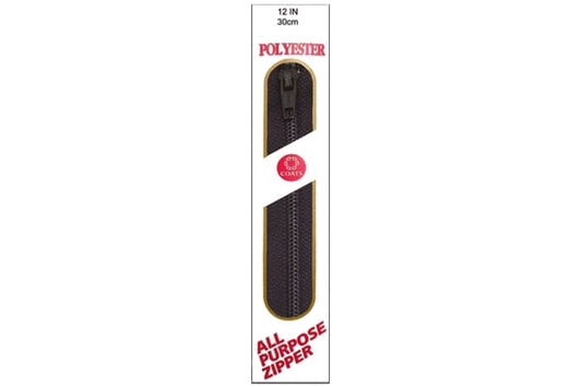 C & C Poly All Purpose Zipper 12" Black