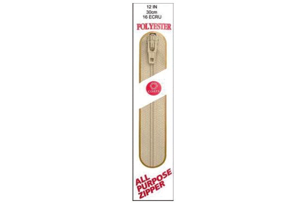 C & C Poly All Purpose Zipper 12" Ecru