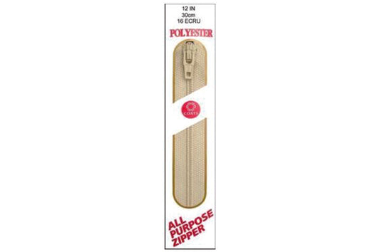 C & C Poly All Purpose Zipper 12" Ecru
