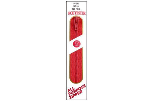C & C Poly All Purpose Zipper 14" Red