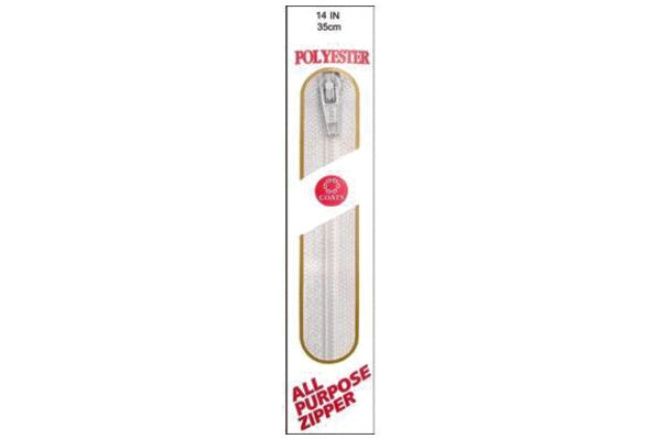 C & C Poly All Purpose Zipper 14" White