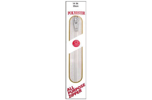 C & C Poly All Purpose Zipper 14" White