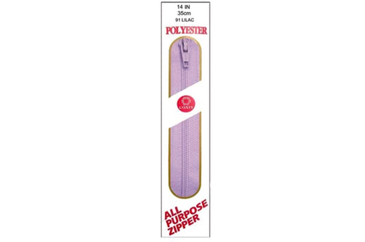 C & C Poly All Purpose Zipper 14" Lilac