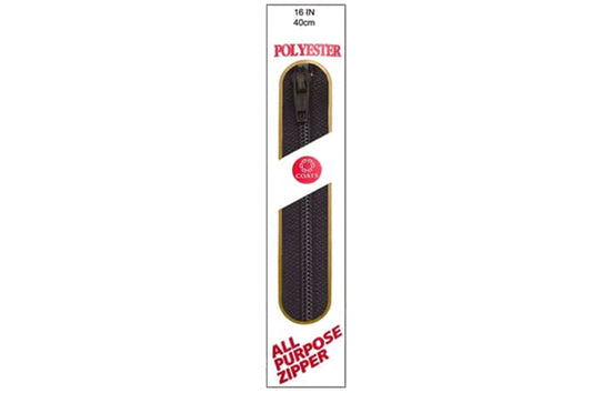 C & C Poly All Purpose Zipper 16" Black