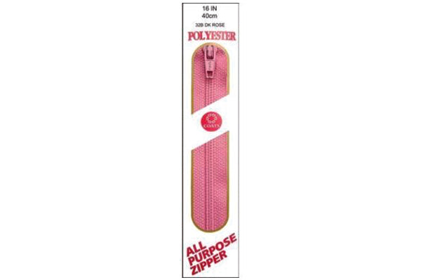 C & C Poly All Purpose Zipper 16" Dark Rose