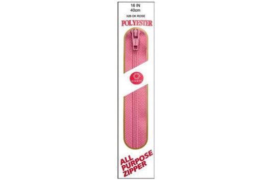 C & C Poly All Purpose Zipper 16" Dark Rose