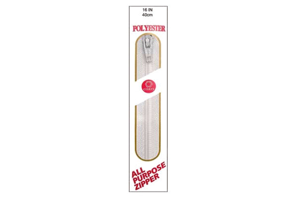 C & C Poly All Purpose Zipper 16" White