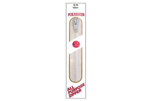 C & C Poly All Purpose Zipper 16" White