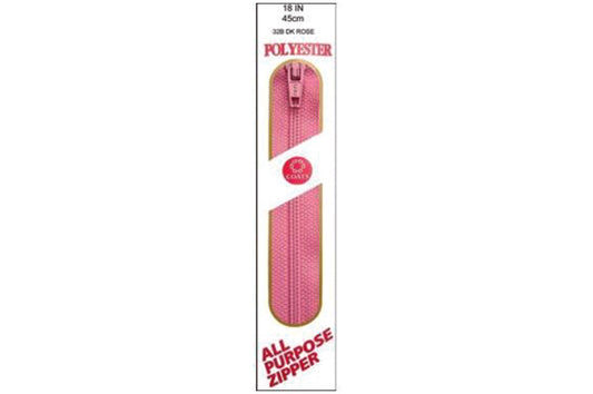 C & C Poly All Purpose Zipper 18" Dark Rose
