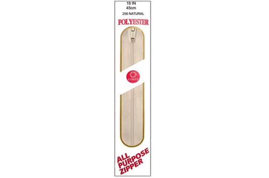 C & C Poly All Purpose Zipper 18" Natural
