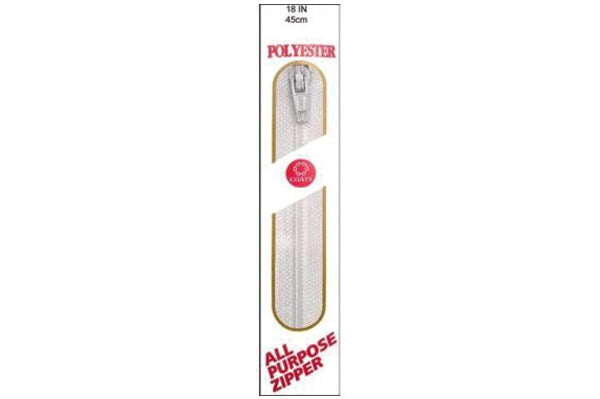 C & C Poly All Purpose Zipper 18" White