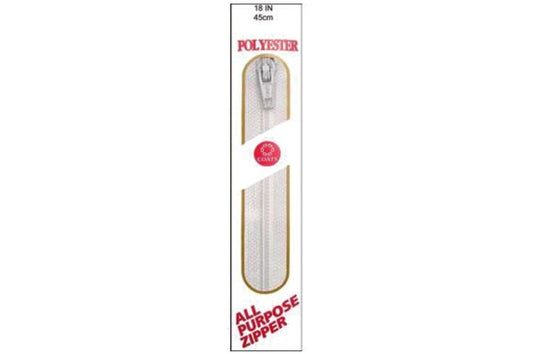 C & C Poly All Purpose Zipper 18" White