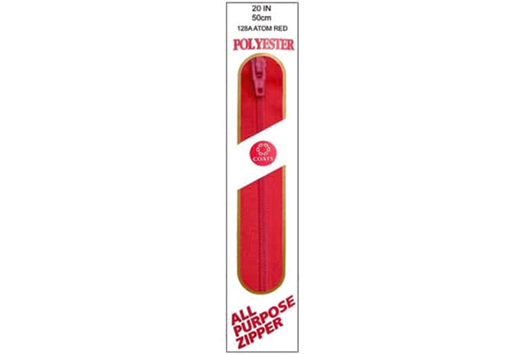 C & C Poly All Purpose Zipper 20" Atom Red
