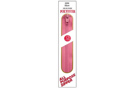 C & C Poly All Purpose Zipper 22" Dark Rose