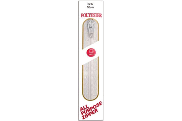 C & C Poly All Purpose Zipper 22" White