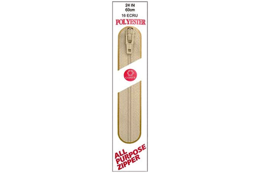 C & C Poly All Purpose Zipper 24" Ecru