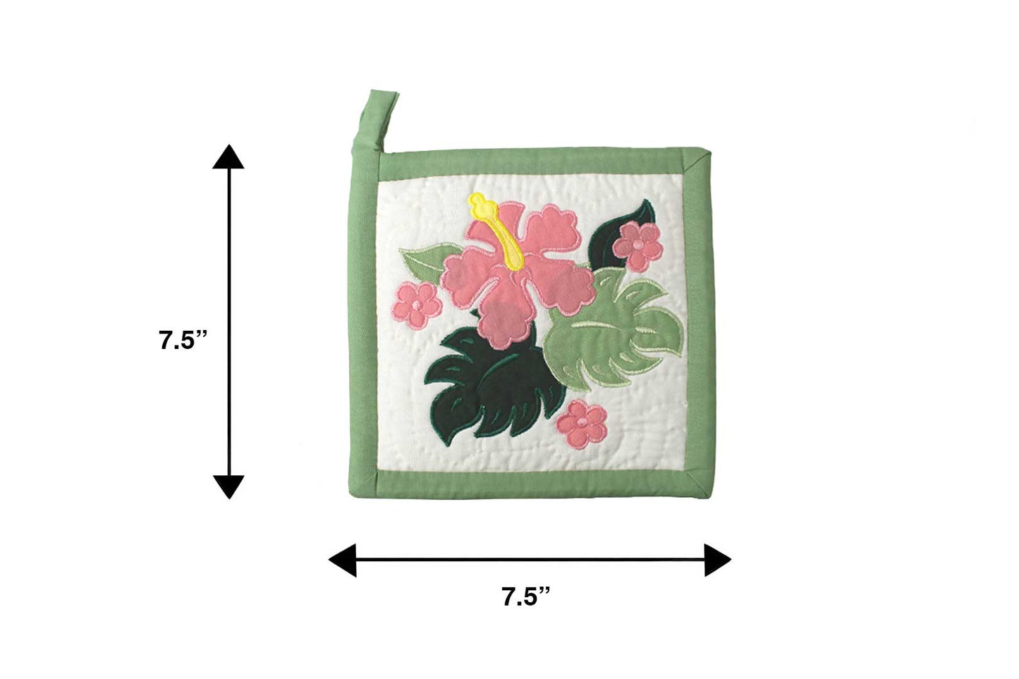 Quilted Bundle Potholders - Green/Pink