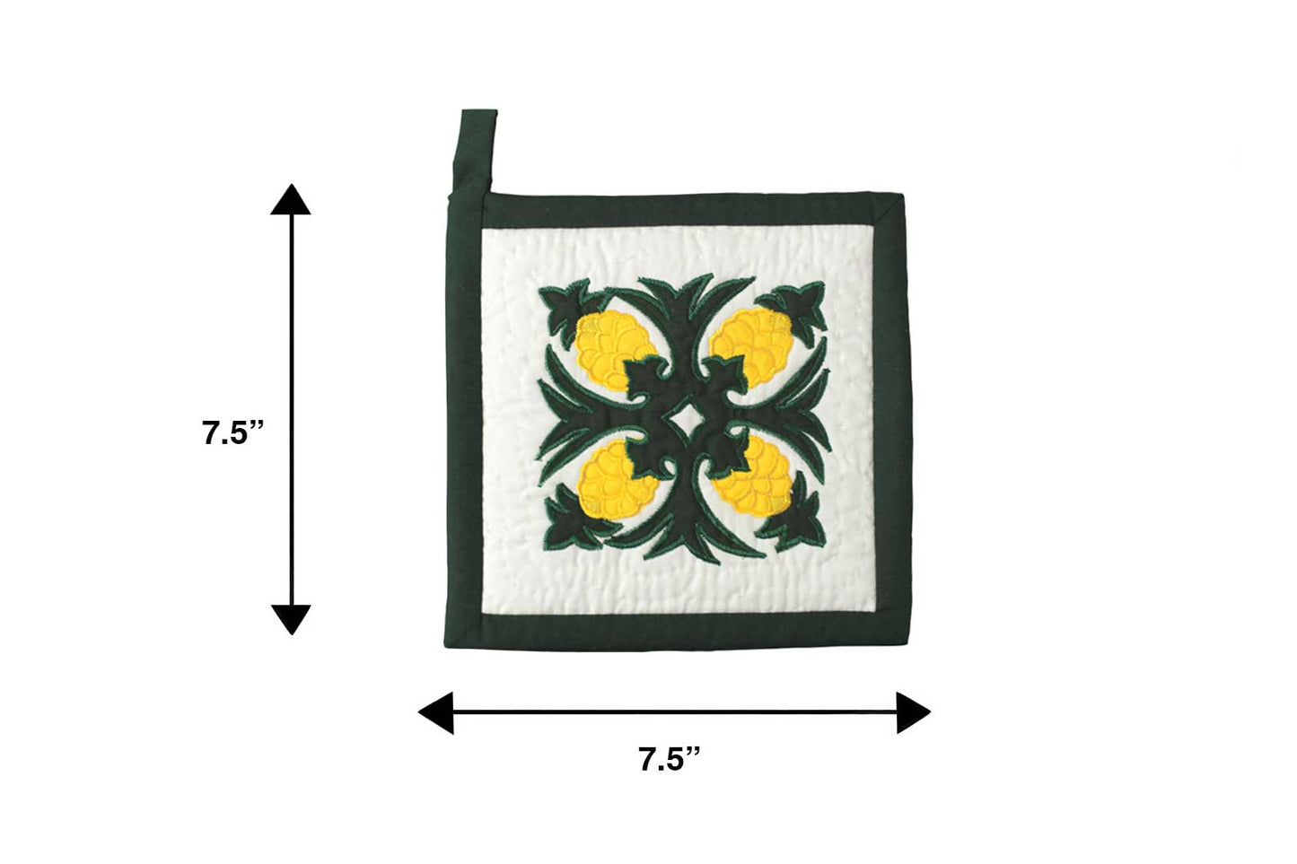 Quilted Bundle Potholders - Hunter/Yellow