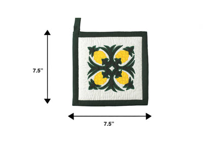 Quilted Bundle Potholders - Hunter/Yellow