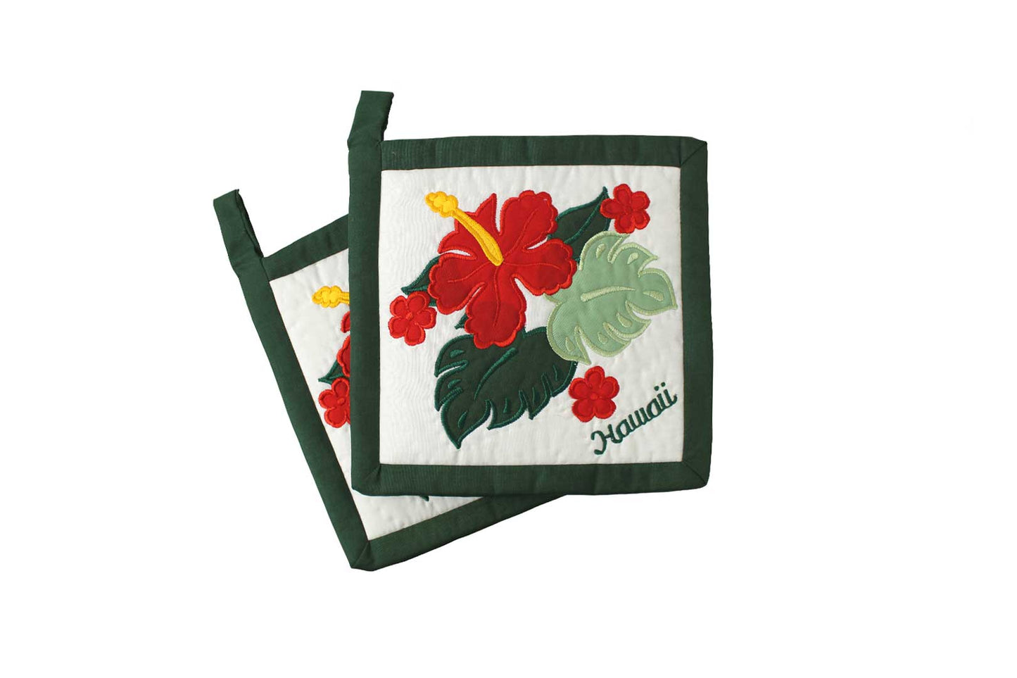 Quilted Bundle Potholders - Hunter/Red