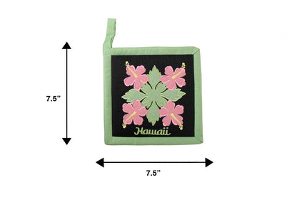 Quilted Bundle Potholder / Oven Mitt - Green/Black