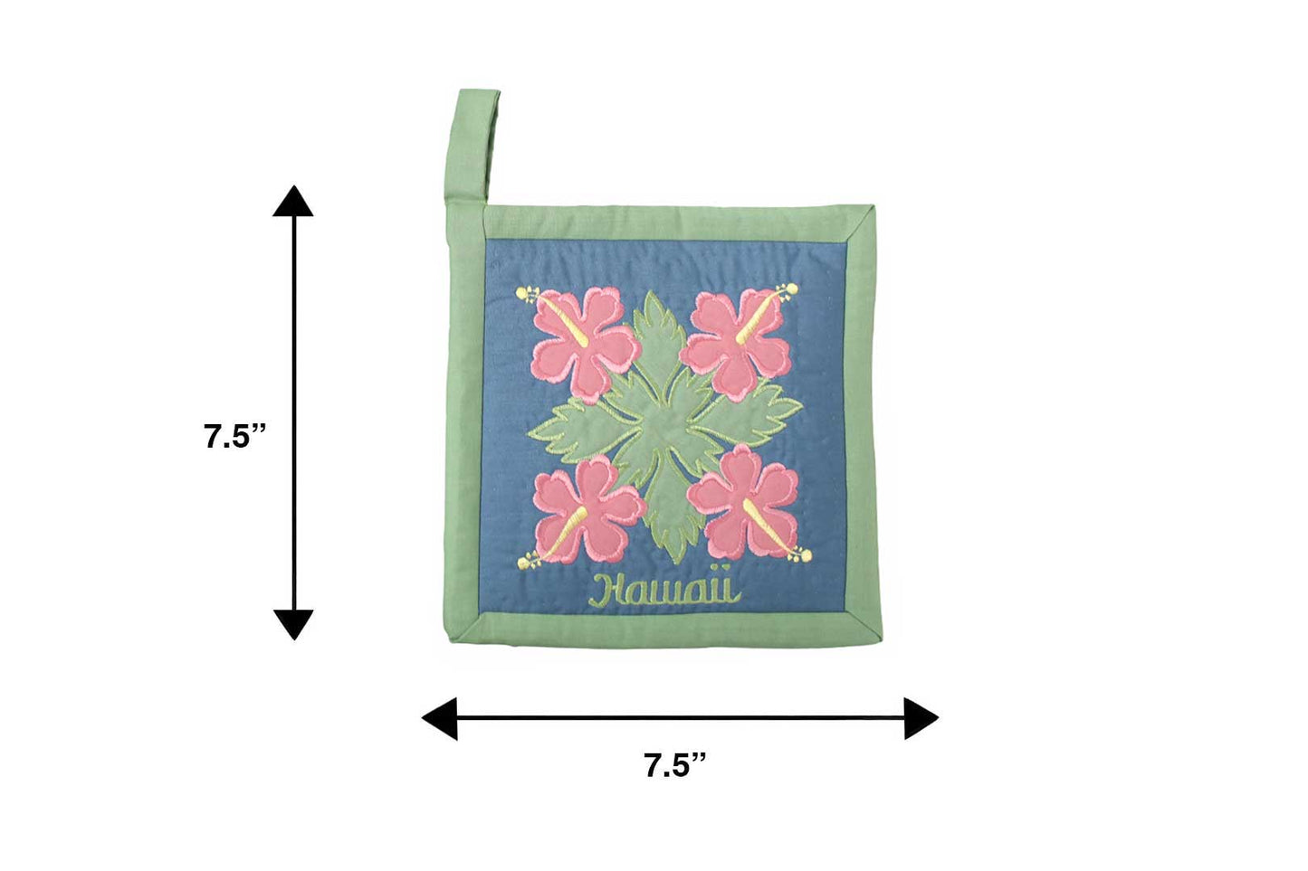 Quilted Bundle Potholder / Oven Mitt - Green/Blue