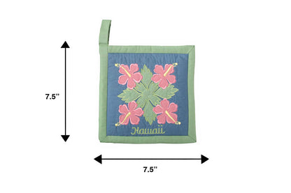 Quilted Bundle Potholder / Oven Mitt - Green/Blue