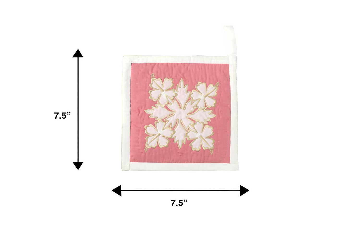 Quilted Bundle Potholder / Oven Mitt - White/Pink