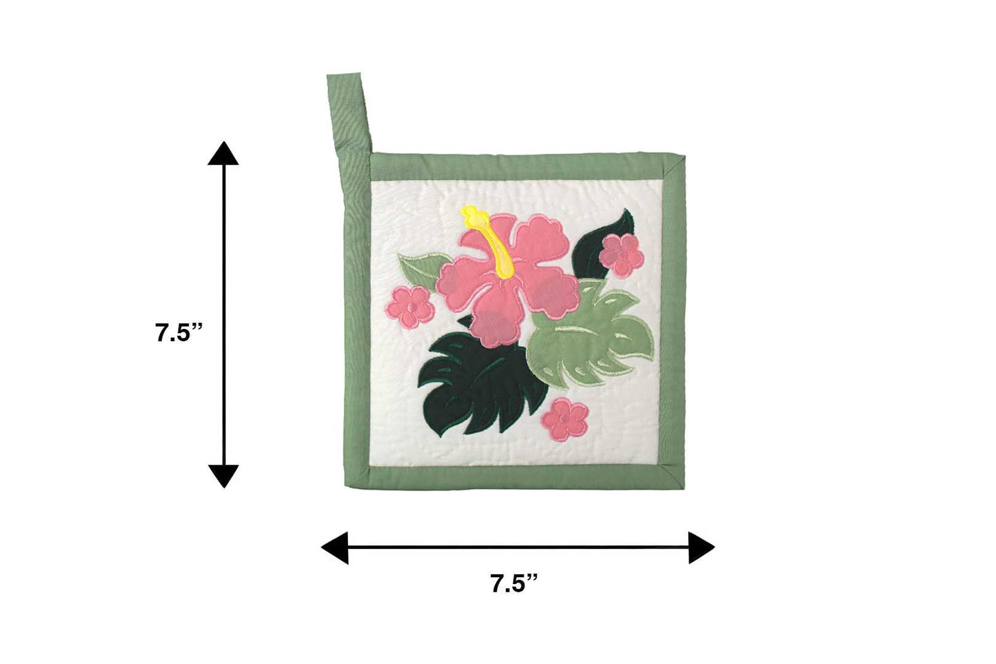 Quilted Bundle Potholder / Oven Mitt - Green/Pink