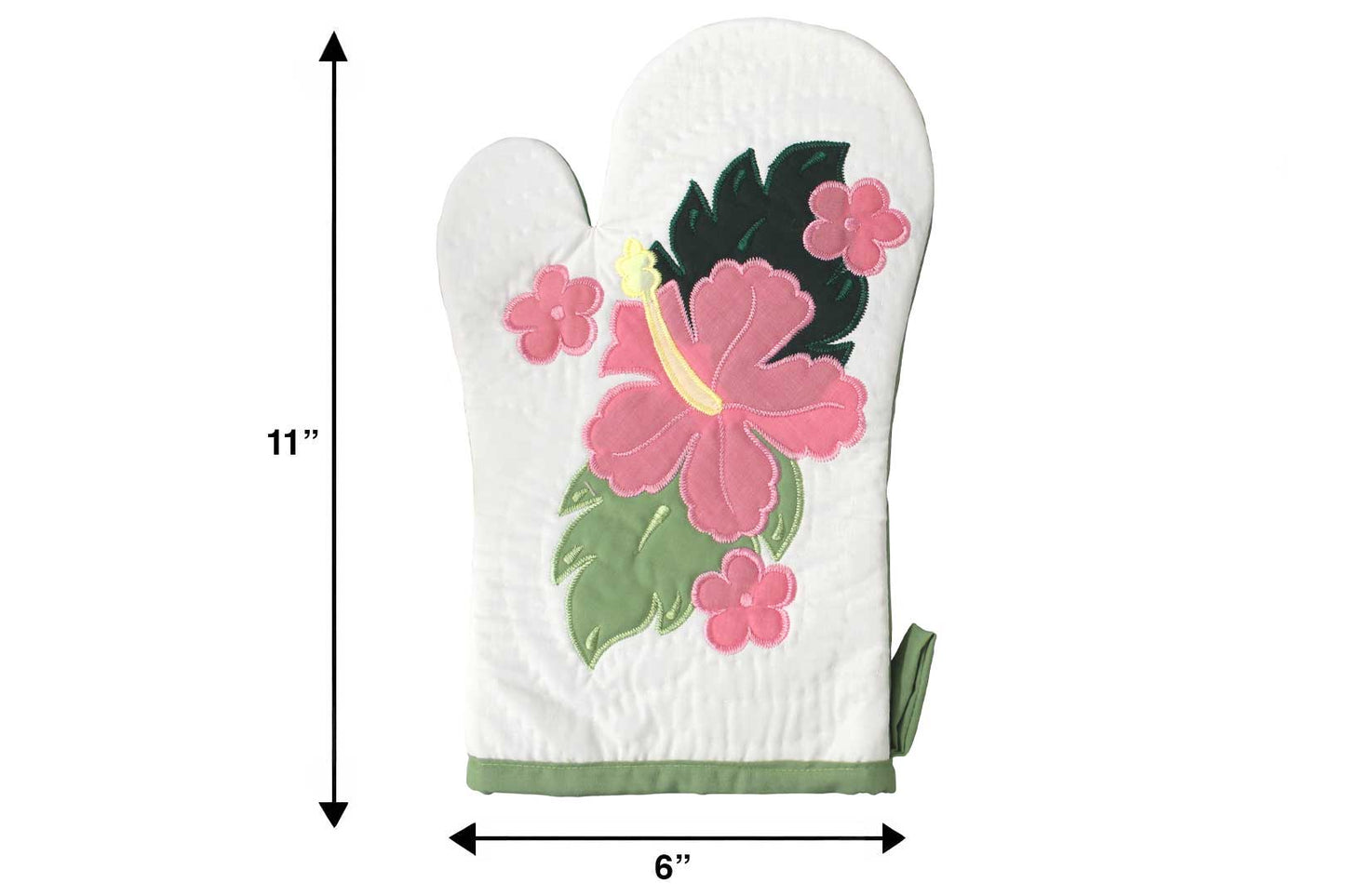 Quilted Bundle Potholder / Oven Mitt - Green/Pink