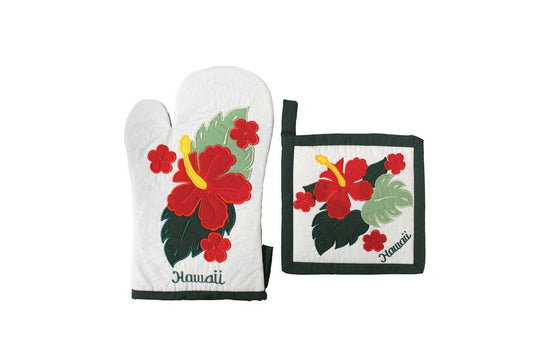 Quilted Bundle Potholder / Oven Mitt - Hunter/Red