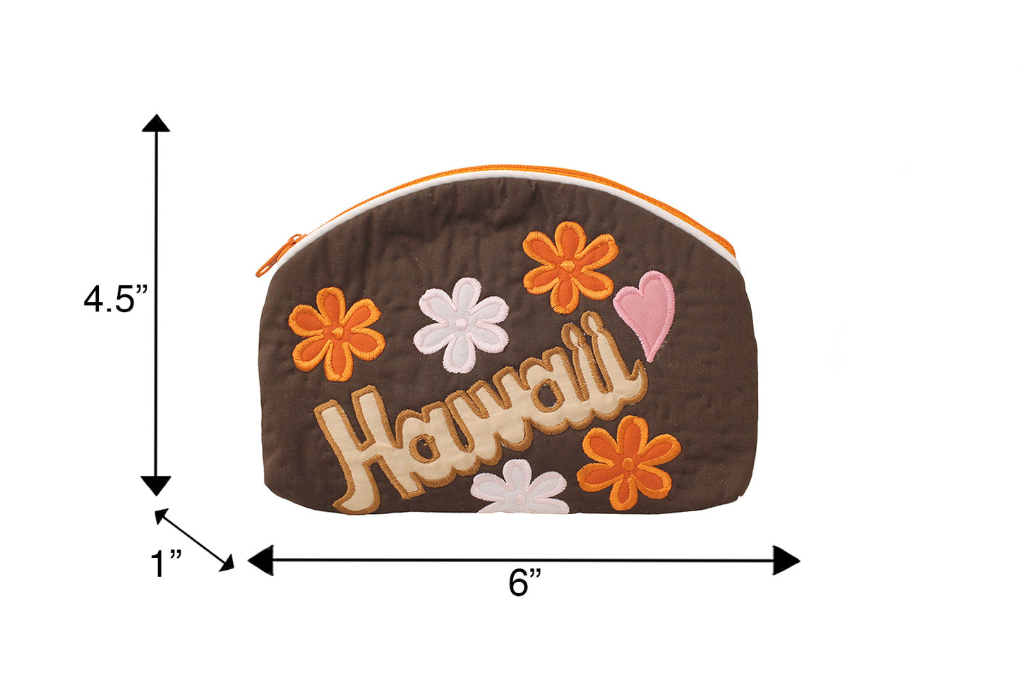 Quilted Cosmetic Pouch Large - Brown/Orange