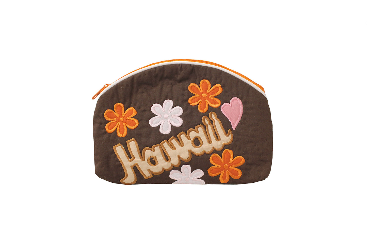 Quilted Cosmetic Pouch Large - Brown/Orange
