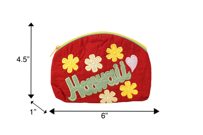 Quilted Cosmetic Pouch Large - Red/Yellow